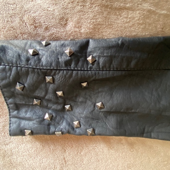 NWT Dark Grey Military Style Faux Leather Studded Jacket,  Size M - Picture 3 of 11